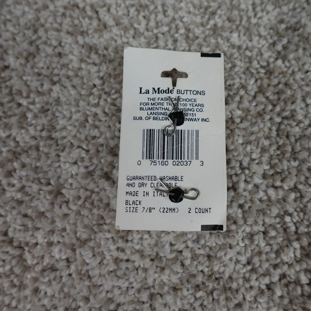 La Mode Black Woven Style Buttons 7/8 Inch 22mm Made in Italy 2037 2 Count